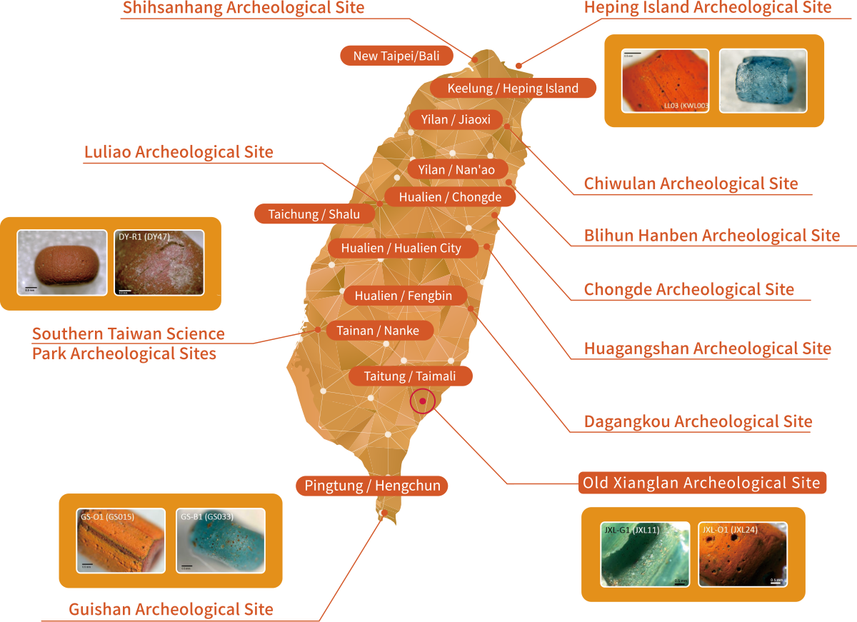 Distribution Map of Prehistoric Glass Bead Excavation Sites in Taiwan