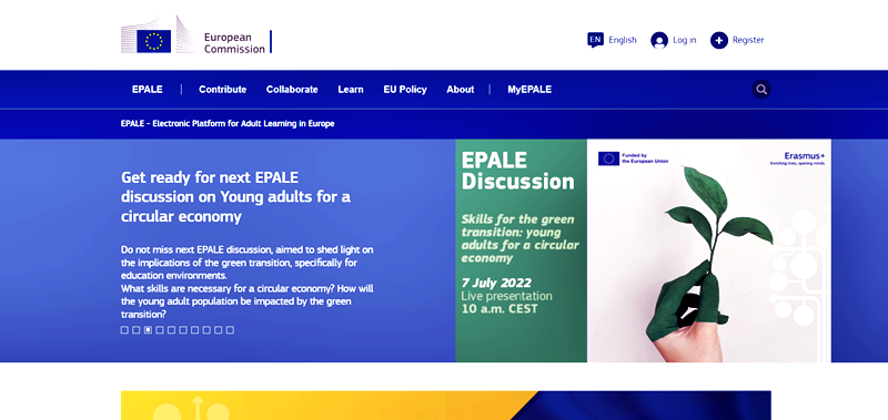 圖3. 歐洲成人學習電子平臺（e-Platform for Adult Learning in Europe）網頁