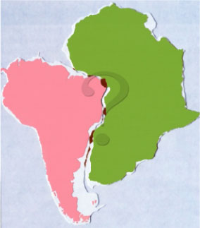 南美大陸東岸與非洲大陸西岸拼合圖