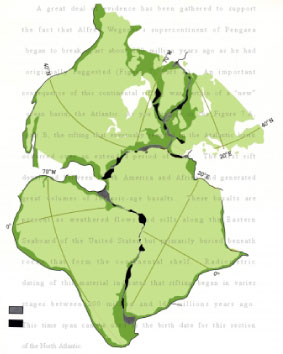 韋格納的盤古大陸圖〈參考何春蓀,1980〉