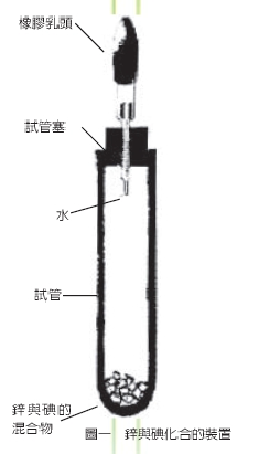 圖一 鋅與碘化合物的裝置