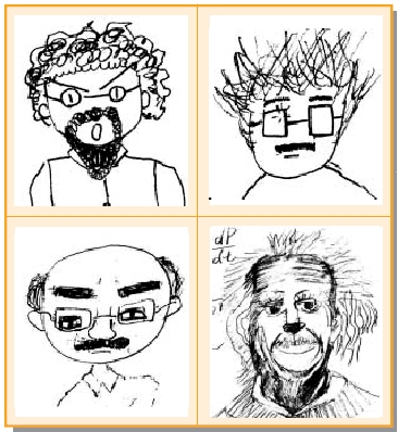 圖二 國中一年級學生所畫出愛因斯坦外表形象的例子