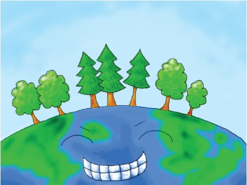 圖四 保蹺森林、多種植樹木、綠化造林可以減緩溫室氣體的增加。