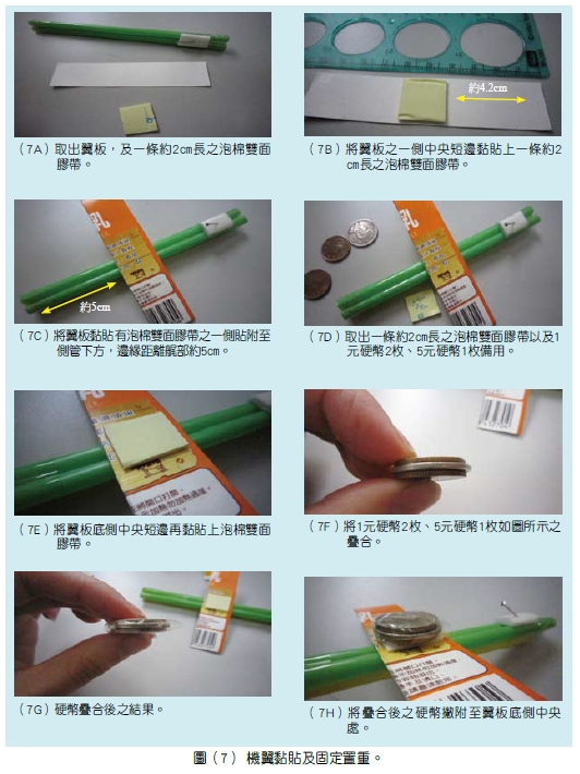 圖（7） 機翼黏貼及固定置重。