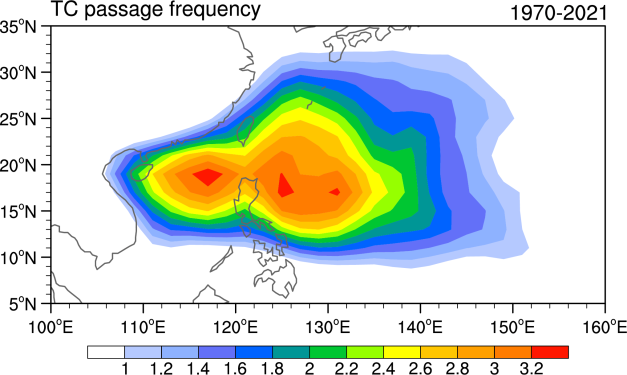從氣候觀點看颱風影響臺灣的頻率變化